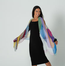 Load image into Gallery viewer, SILK Chasing Rainbows Scarf 200x70