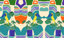 Load image into Gallery viewer, SILK Collage of Toucans and Plant Kimono