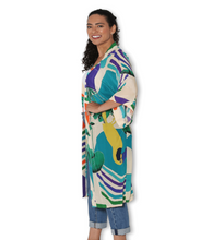 Load image into Gallery viewer, SILK Collage Toucans Kimono Long