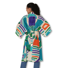 Load image into Gallery viewer, SILK Collage Toucans Kimono Long