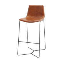 Load image into Gallery viewer, West Elm Bar Stool Tan Leather