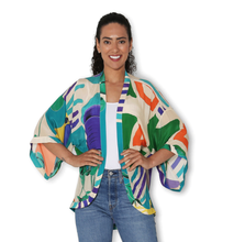 Load image into Gallery viewer, SILK Collage of Toucans and Plant Kimono