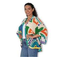 Load image into Gallery viewer, SILK Collage of Toucans and Plant Kimono