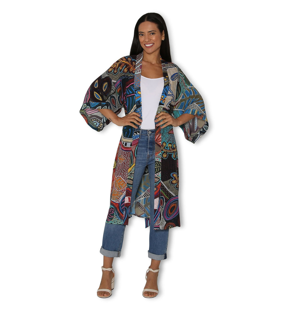 SILK Abundance Of The Bush Long Kimono