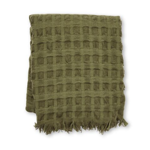 Blake Waffle Olive Throw 130x150