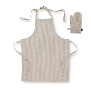 Bowral Neutral Stripe Apron & Glove Set