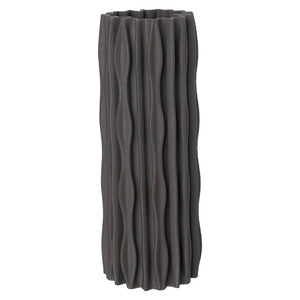 3D Ceramic Ripple Vase Charcoal Lge