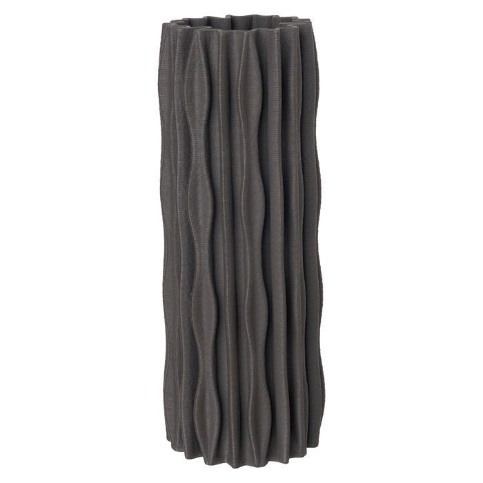 3D Ceramic Ripple Vase Charcoal Lge