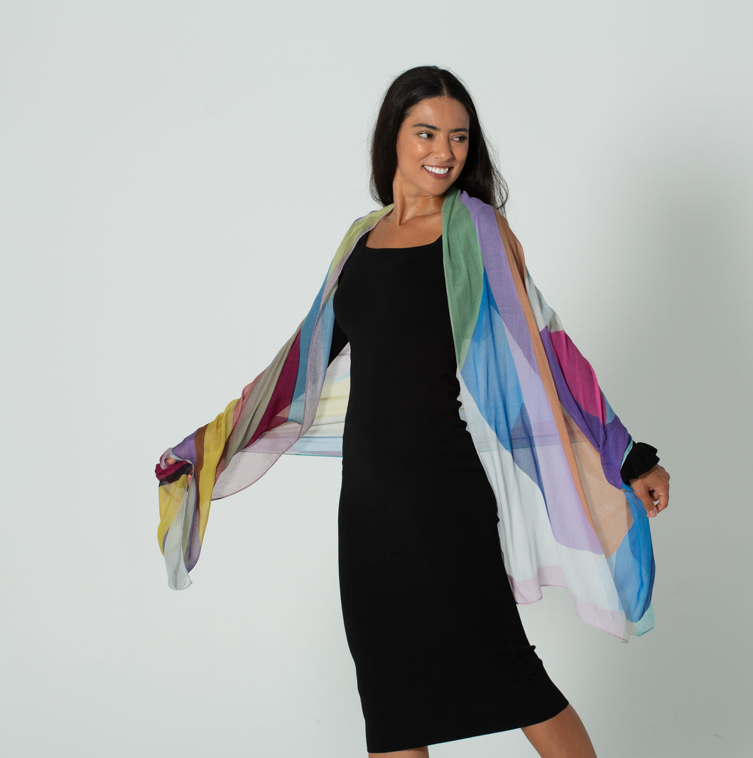 SILK Chasing Rainbows Scarf 200x70