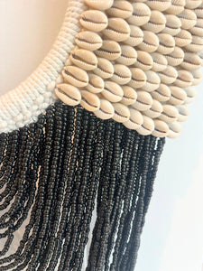 Large Cowrie Shell Collar Display - Black/Natural