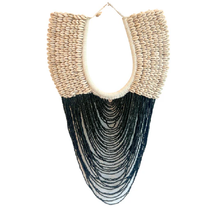 Load image into Gallery viewer, Large Cowrie Shell Collar Display - Black/Natural
