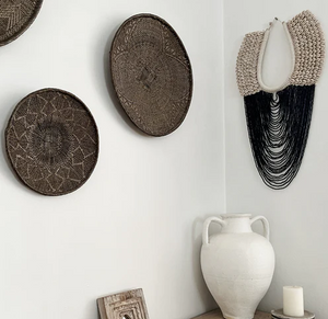 Large Cowrie Shell Collar Display - Black/Natural