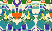 Load image into Gallery viewer, SILK  Collage of Toucans and Plant Kimono
