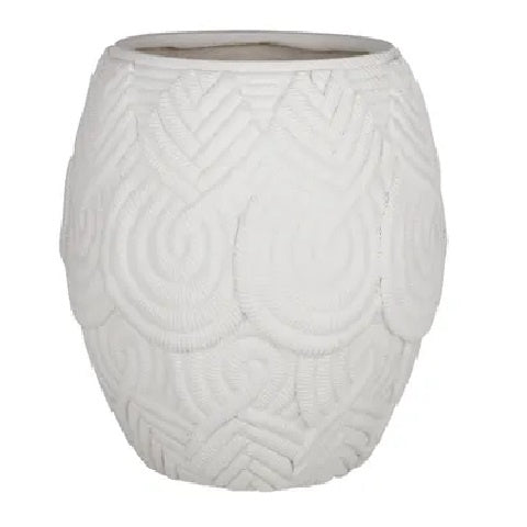 Ribbed Swirl Vase White 40cm