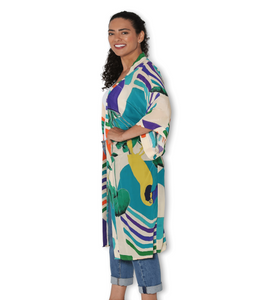 SILK Collage Toucans Kimono Long