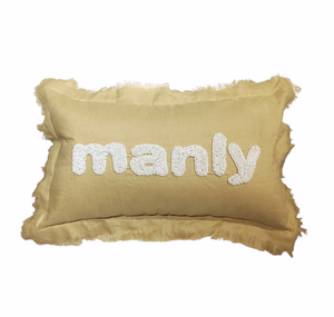 Manly Frayed Cushion w FEATHER INSERT