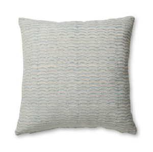 Neera Blue Scallop Block Print Cushion 50cm