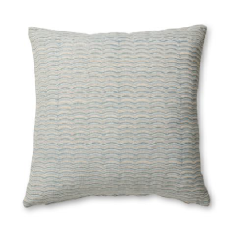 Neera Blue Scallop Block Print Cushion 50cm