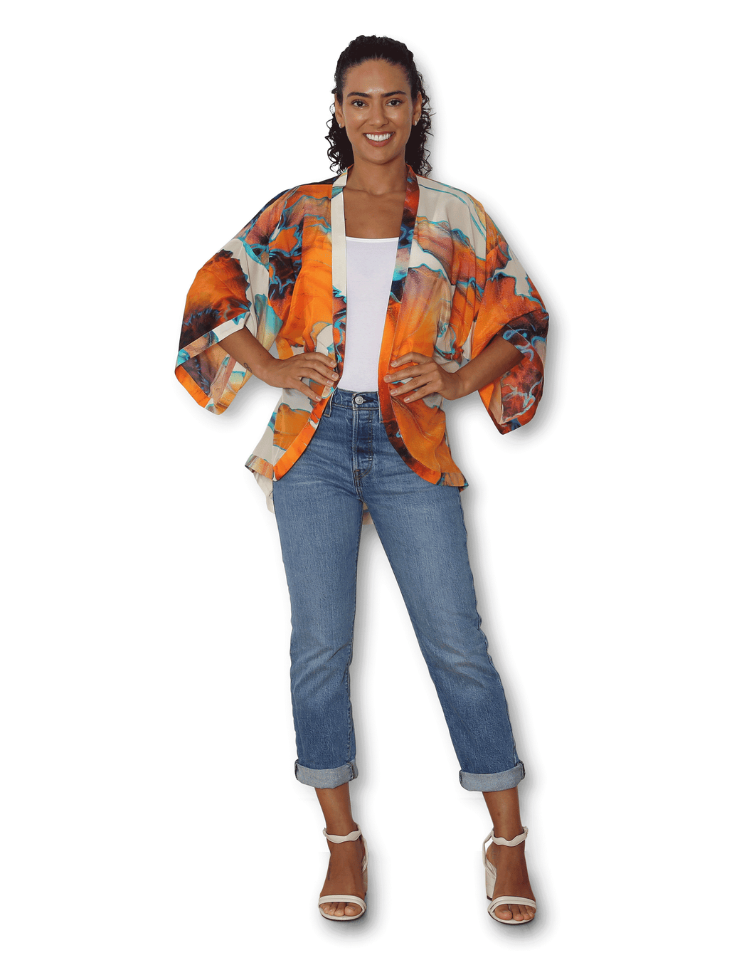Orange Bloom Silk Kimono