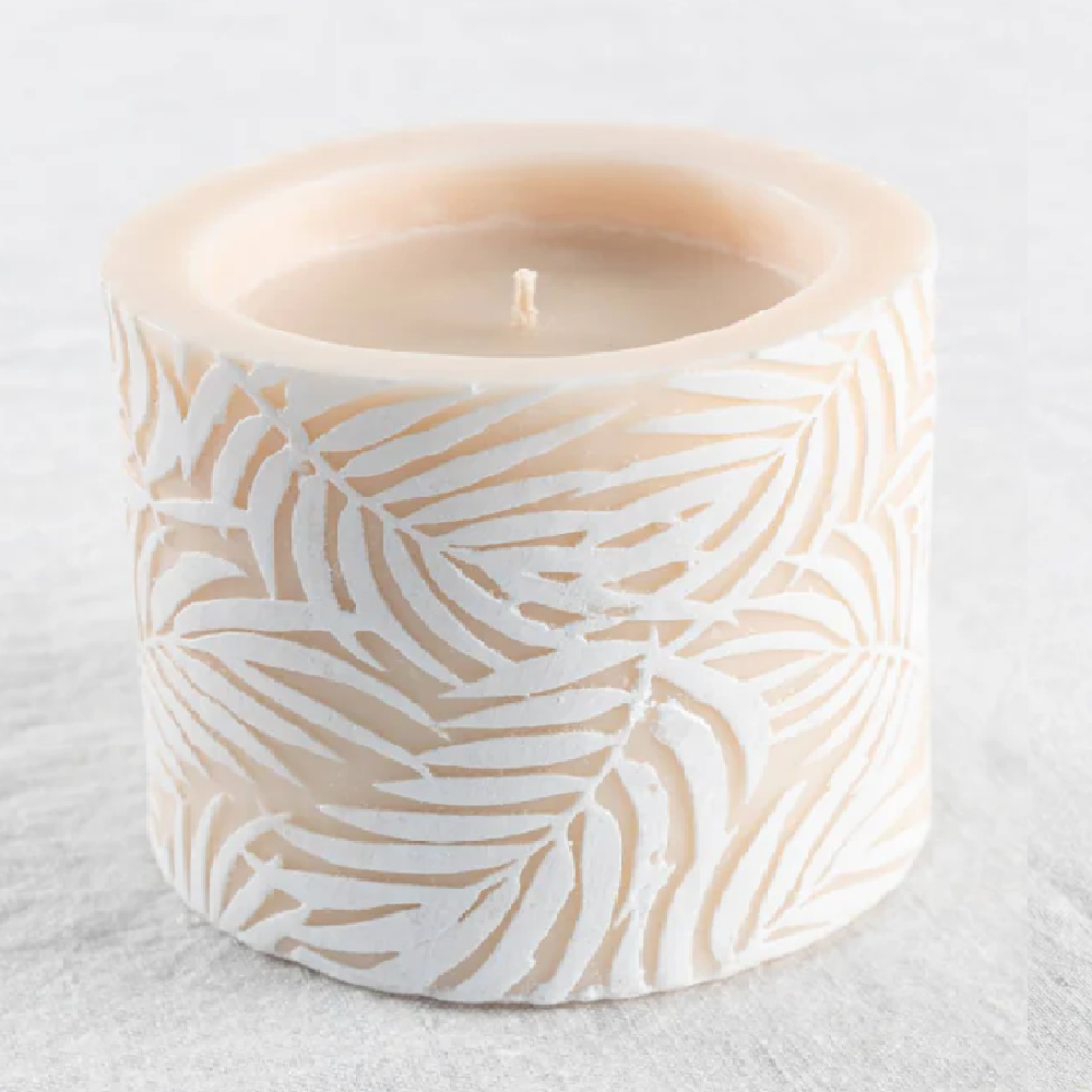 Palm Candle Ivory/Whi 4in