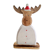 Load image into Gallery viewer, Standing Wood Reindeer w hat
