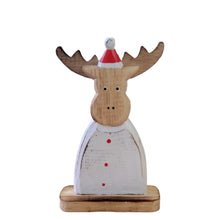 Load image into Gallery viewer, Standing Wood Reindeer w hat
