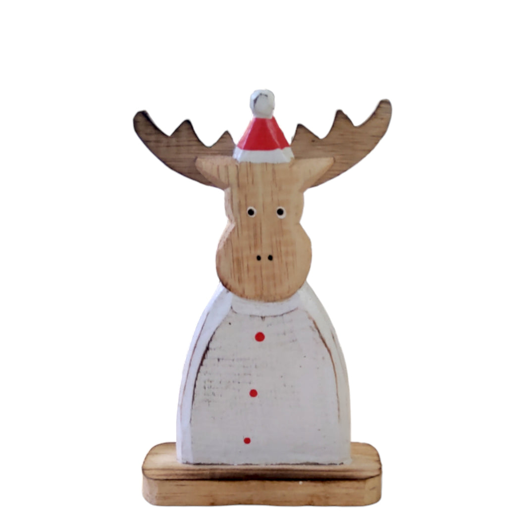 Standing Wood Reindeer w hat