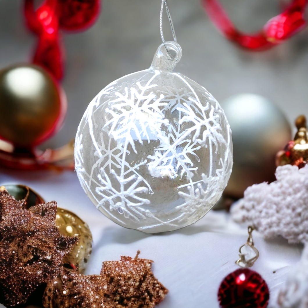 Snowflake 8cm Bauble Clear