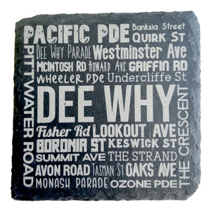 TAHEI Slate Coasters - Streets of DEE WHY