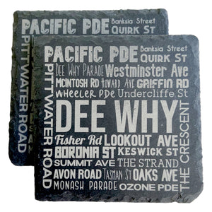 TAHEI Slate Coasters - Streets of DEE WHY