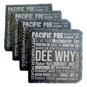 TAHEI Slate Coasters - Streets of DEE WHY