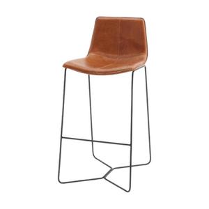 West Elm Bar Stool Tan Leather