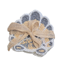 Load image into Gallery viewer, Shell Beaded Coasters S/4 Blue
