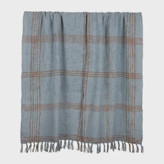 Saville Cotton Throw Blue/Tan