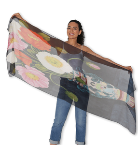 SILK Iceland Poppies Scarf 200x70