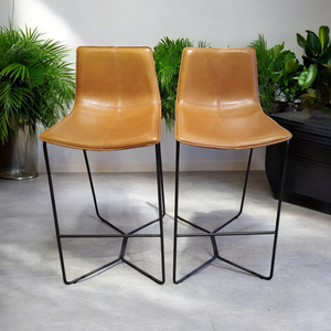 West Elm Bar Stool Tan Leather