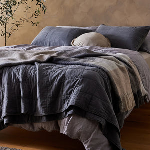 Bailey Quilted Coverlet Set K/Q Charcoal