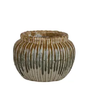Varuna Ceramic Pot 20cm Olive/Teal