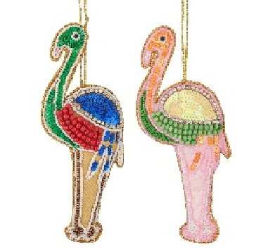 Beaded Flamingo Hang Dec