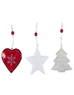 Heart/Tree/Star 3 ass hang dec