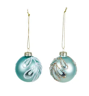 Bauble 6cm Matte Blue/Whi