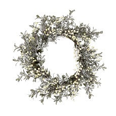 Wreath w Pearls/Snow 50cm