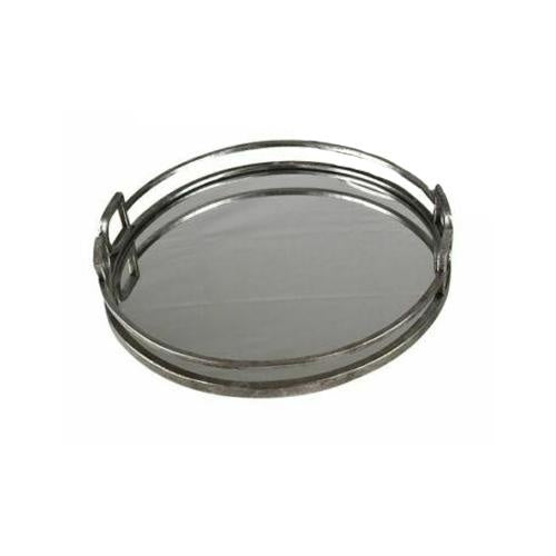 Round Silver Mirror Tray