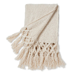 Boucle Tassel Throw Cream 130x150