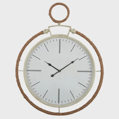 Round Metal Jute Clock  60cm *PRE-ORDER*