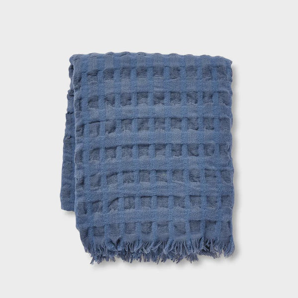 Blake Waffle Washed Blue Throw