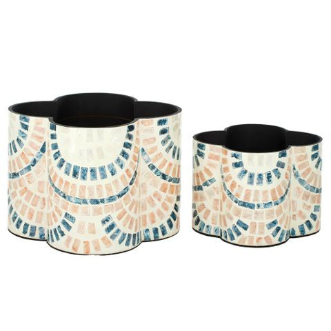 Inlay Pots Coral/Blue
