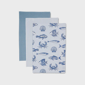 Fish Stripe Teatowel 3pk