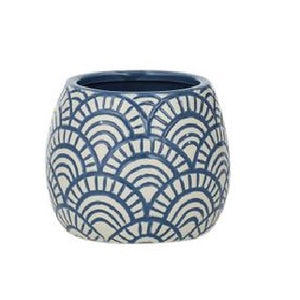 Ceramic Pot Ivory Navy Sml