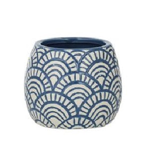 Ceramic Pot Ivory Navy Sml